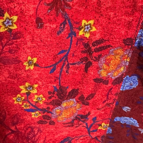 Free People Bohemian Grunge Witchy Corduroy Gail Midi Dress Scarlet Combo Medium - Picture 12 of 15